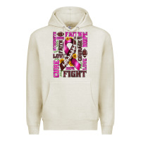 Oatmeal Heather breast cancer american football ribbon love cure fight bbs Premium Hoodie - BundleAndBundleShop