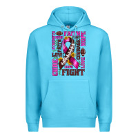 Ocean Blue breast cancer american football ribbon love cure fight bbs Premium Hoodie - BundleAndBundleShop