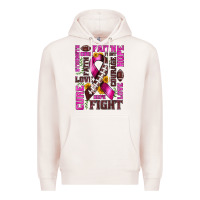 Pale Pink breast cancer american football ribbon love cure fight bbs Premium Hoodie - BundleAndBundleShop