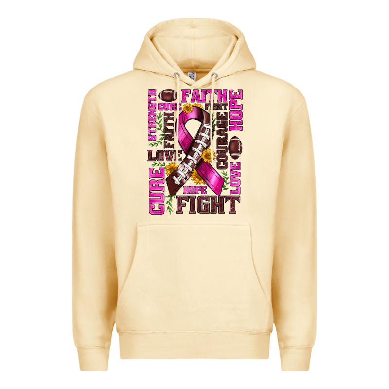 Breast Cancer American Football Ribbon Love Cure Fight Bbs Premium Hoodie by BundleAndBundleShop | Teevron