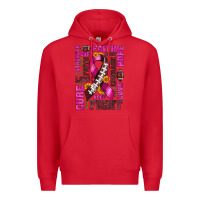 Red breast cancer american football ribbon love cure fight bbs Premium Hoodie - BundleAndBundleShop