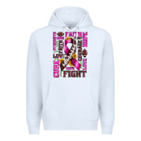 White breast cancer american football ribbon love cure fight bbs Premium Hoodie - BundleAndBundleShop