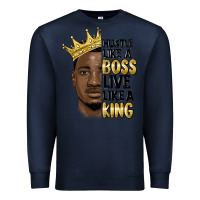 Navy hustle like a boss live like a king malia Premium Sweatshirt - MaliasSmallBusiness
