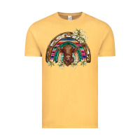Vintage Mustard scottish calf rainbow Vintage Tee - BarkalooDesign