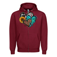 Burgundy turquoise sunflower hearts Zipper Hoodie - Jasminsmagicworld