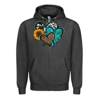 Charcoal Heather turquoise sunflower hearts Zipper Hoodie - Jasminsmagicworld
