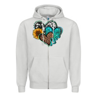 Dove Grey turquoise sunflower hearts Zipper Hoodie - Jasminsmagicworld