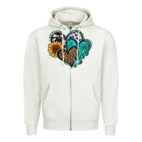 Oatmeal Heather turquoise sunflower hearts Zipper Hoodie - Jasminsmagicworld