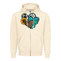 Sandshell turquoise sunflower hearts Zipper Hoodie - Jasminsmagicworld