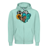 Seafoam turquoise sunflower hearts Zipper Hoodie - Jasminsmagicworld