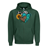 Sports Green turquoise sunflower hearts Zipper Hoodie - Jasminsmagicworld
