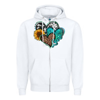White turquoise sunflower hearts Zipper Hoodie - Jasminsmagicworld