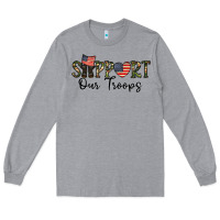 Heather Grey support our troops Long Sleeve Tee - CowhideDigitalArt