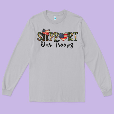 Support Our Troops Long Sleeve Tee Designed By Cowhidedigitalart