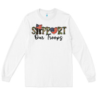 White support our troops Long Sleeve Tee - CowhideDigitalArt