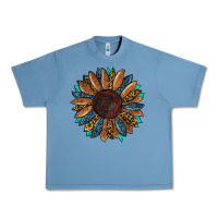 Pebble Blue fall tooled lather leopard Urban Heavy Tee - RanaPortraitStore