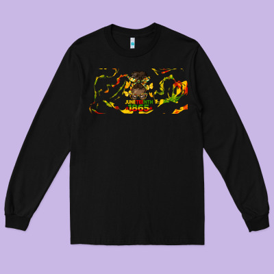 Juneteenth Afro Messy Bun Libbey Glass Long Sleeve Tee Designed By Hra Design Shop