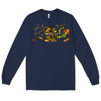 Navy juneteenth afro messy bun libbey glass Long Sleeve Tee - HRA Design Shop