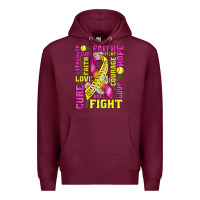 Burgundy breast cancer softball ribbon love cure fight bbs Premium Hoodie - BundleAndBundleShop