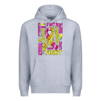 Heather Grey breast cancer softball ribbon love cure fight bbs Premium Hoodie - BundleAndBundleShop