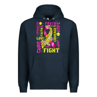 Navy breast cancer softball ribbon love cure fight bbs Premium Hoodie - BundleAndBundleShop