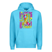 Ocean Blue breast cancer softball ribbon love cure fight bbs Premium Hoodie - BundleAndBundleShop