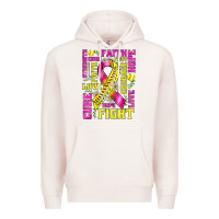 Pale Pink breast cancer softball ribbon love cure fight bbs Premium Hoodie - BundleAndBundleShop