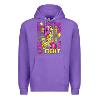 Purple breast cancer softball ribbon love cure fight bbs Premium Hoodie - BundleAndBundleShop