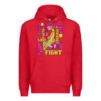 Red breast cancer softball ribbon love cure fight bbs Premium Hoodie - BundleAndBundleShop