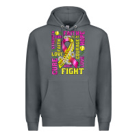 Rock breast cancer softball ribbon love cure fight bbs Premium Hoodie - BundleAndBundleShop
