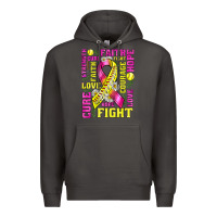 Smoke breast cancer softball ribbon love cure fight bbs Premium Hoodie - BundleAndBundleShop