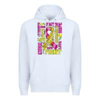 White breast cancer softball ribbon love cure fight bbs Premium Hoodie - BundleAndBundleShop