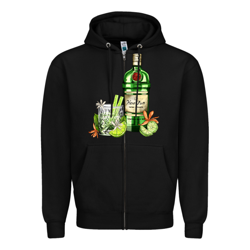 Gin Tonic Bottle And Cocktail Zipper Hoodie by AdoDesignShop | Teevron