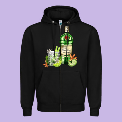 Gin Tonic Bottle And Cocktail Zipper Hoodie Designed By Adodesignshop