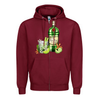 Burgundy gin tonic bottle and cocktail Zipper Hoodie - AdoDesignShop