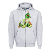 Heather Grey gin tonic bottle and cocktail Zipper Hoodie - AdoDesignShop