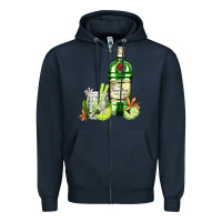 Navy gin tonic bottle and cocktail Zipper Hoodie - AdoDesignShop