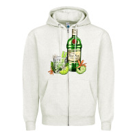 Oatmeal Heather gin tonic bottle and cocktail Zipper Hoodie - AdoDesignShop