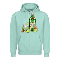 Seafoam gin tonic bottle and cocktail Zipper Hoodie - AdoDesignShop