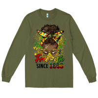Army Green free ish since 1865 afro messy bun Long Sleeve Tee - HRA Design Shop