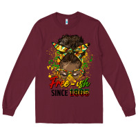 Burgundy free ish since 1865 afro messy bun Long Sleeve Tee - HRA Design Shop