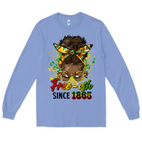 Colony Blue free ish since 1865 afro messy bun Long Sleeve Tee - HRA Design Shop