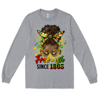 Free Ish Since 1865 Afro Messy Bun Long Sleeve Tee | Teevron