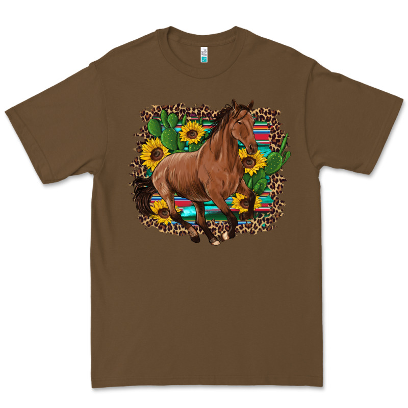 Western Horse Cactus Sunflowers Serape Leopard  Turquoise Wooden Premium Tee by Artiststas | Teevron