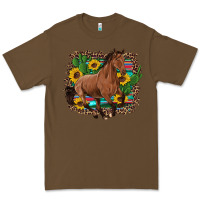 Cacao western horse cactus sunflowers serape leopard  turquoise wooden Premium Tee - Artiststas