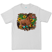 Dove Grey western horse cactus sunflowers serape leopard  turquoise wooden Premium Tee - Artiststas