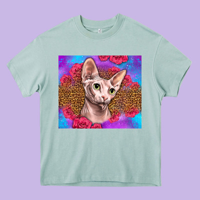 Purple Glitter Roses Sphynx Cat Heavy Core Tee Designed By Lillyallendesigns