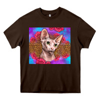 Chocolate Brown purple glitter roses sphynx cat Heavy Core Tee - LillyAllenDesigns