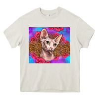 Cream purple glitter roses sphynx cat Heavy Core Tee - LillyAllenDesigns