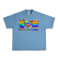 Pebble Blue peace love equality Urban Heavy Tee - Zillion Design Studio